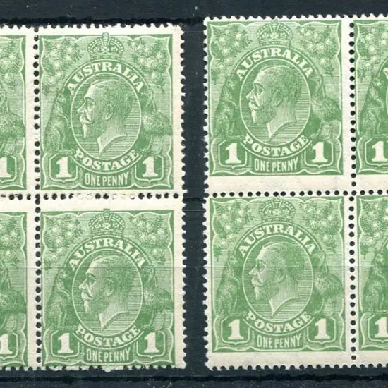1918-20 Large Multiple Watermark Perf.14 1d green ...
