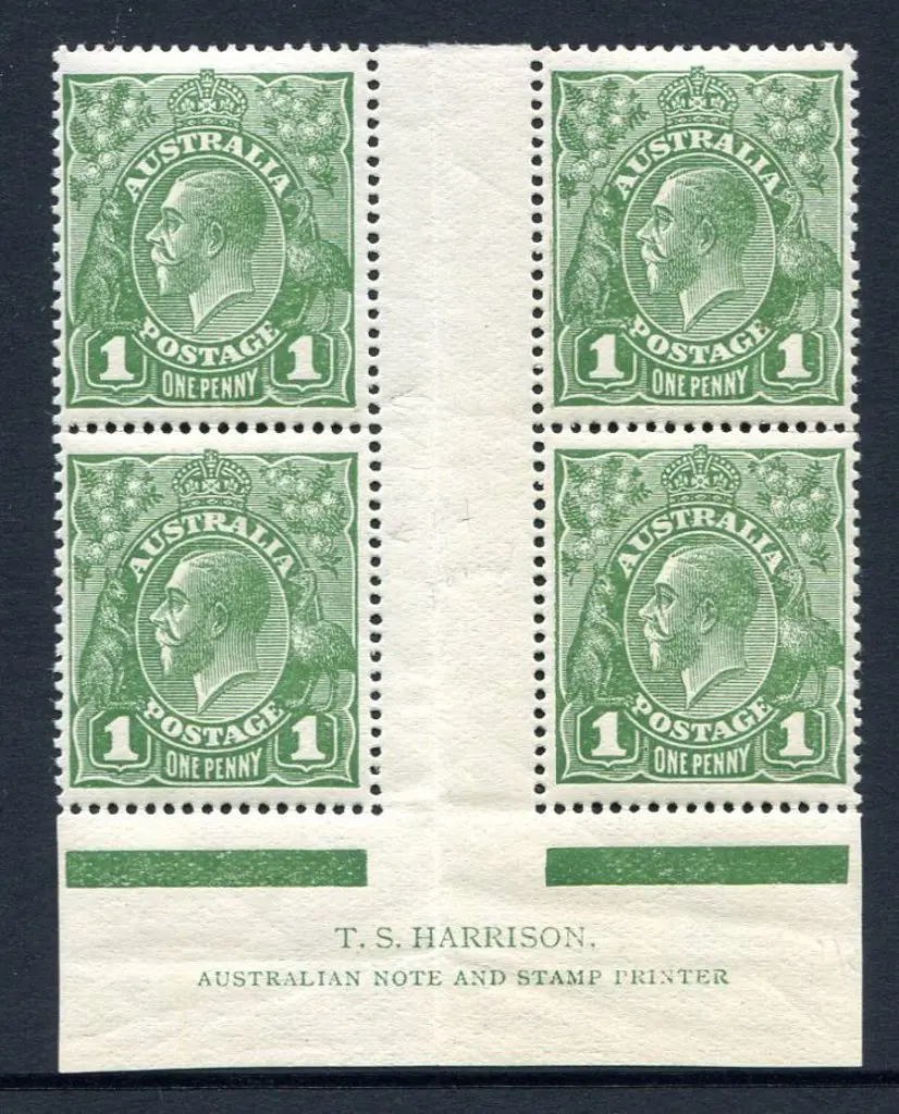 1924 No Watermark 1d green, plate 4, Harrison ... Image 1++