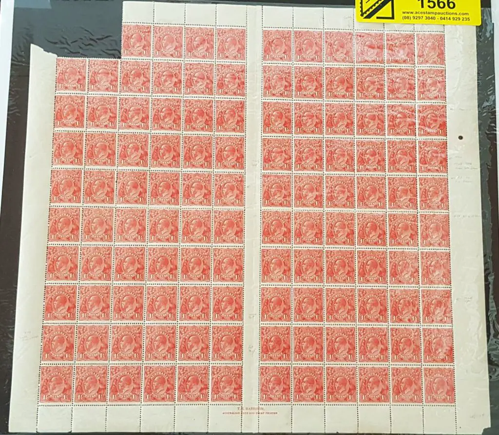 1924 No Watermark 1½d red, electro 17 in complete ... Image 1++