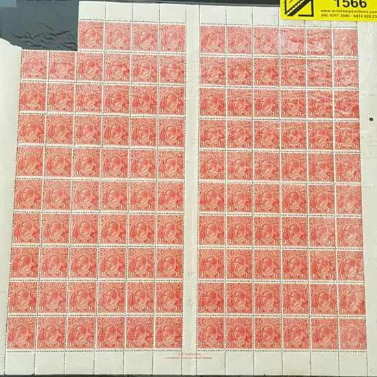 1924 No Watermark 1½d red, electro 17 in complete ...