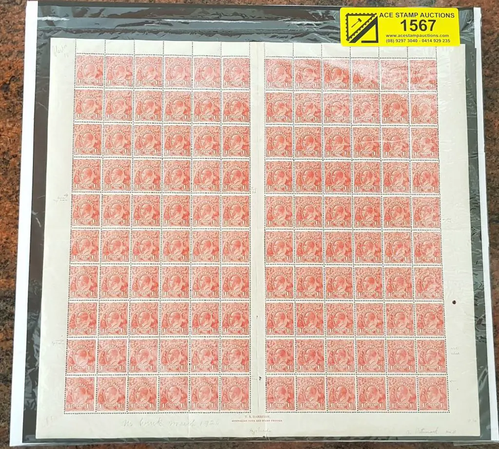 1924 No Watermark 1½d red, electro 18. Complete ... Image 1++