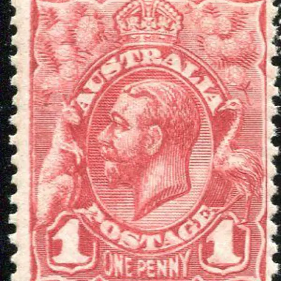 1913 1d KGV re-engraved with kiss print evident in ...