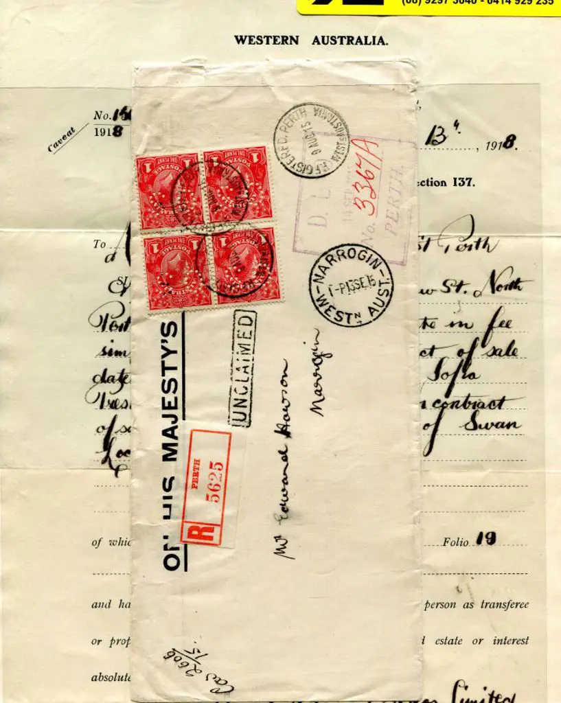 1915 (9th Aug) OHMS long Perth registered env with ... Image 1++