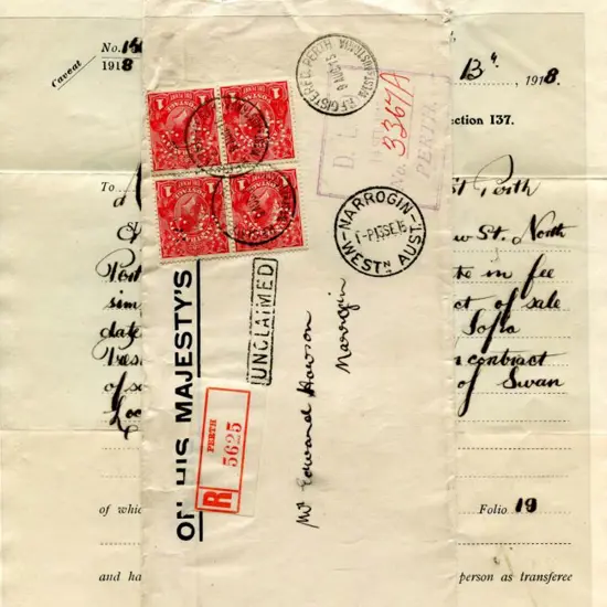 1915 (9th Aug) OHMS long Perth registered env with ...
