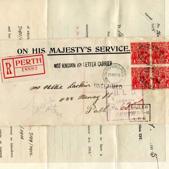 1918 (14th Mar) OHMS long env with 1d red in Die ...