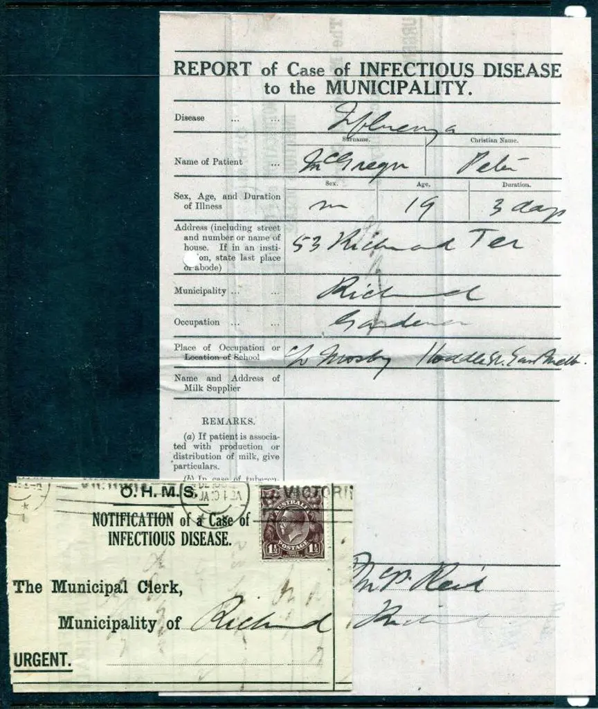 1919 (24th Jan) "Notification of a Case of ... Image 1++