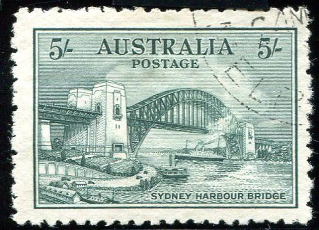 1932 5/- Sydney Harbour Bridge CTO without gum & ... Image 1++