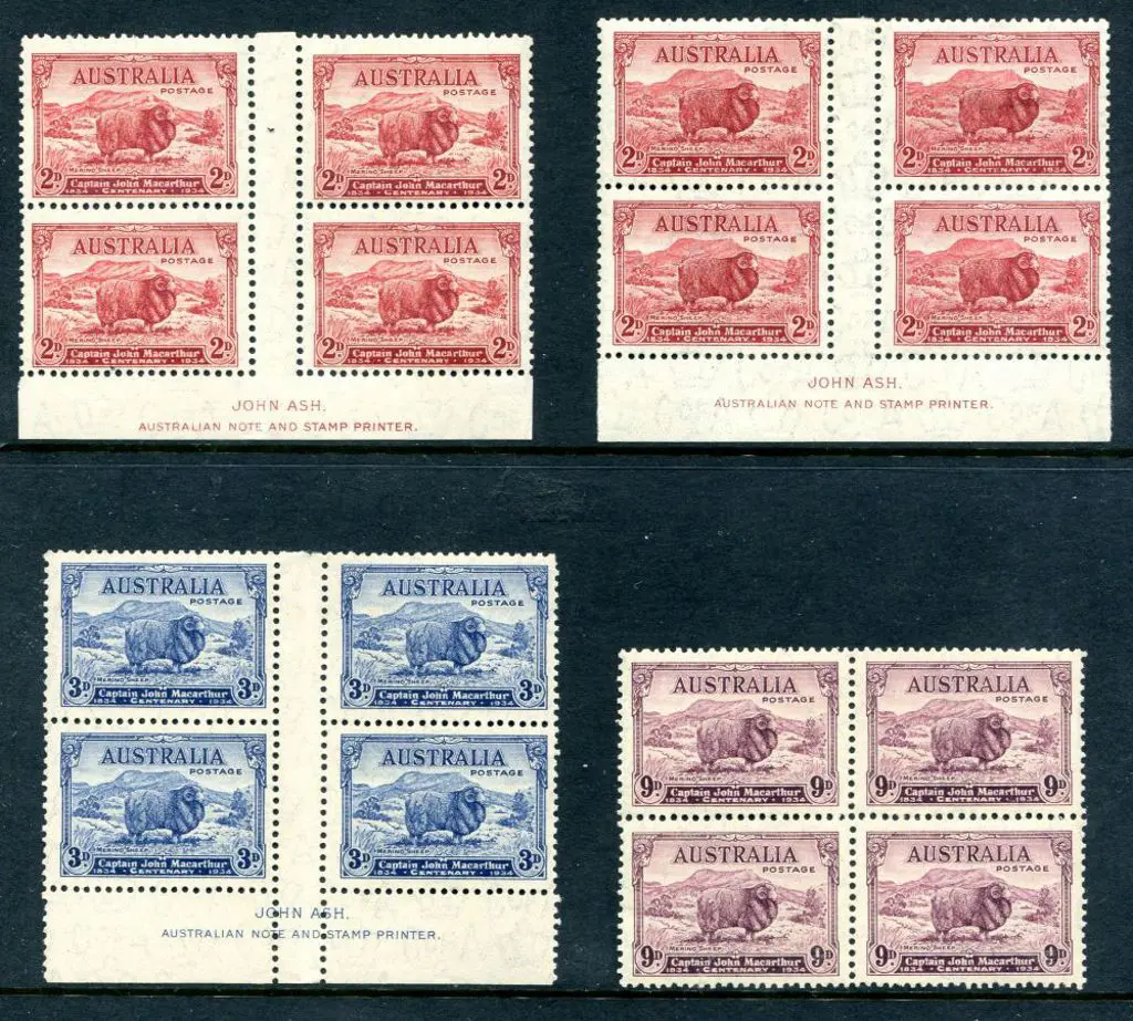 1934 Macarthur set of 4 in blocks of 4 with both ... Image 1++