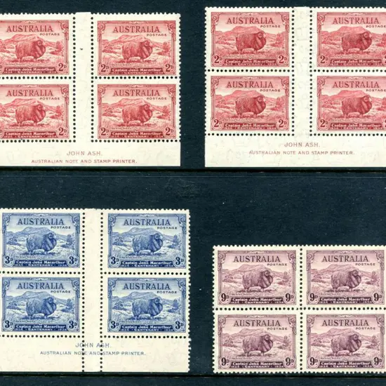 1934 Macarthur set of 4 in blocks of 4 with both ...