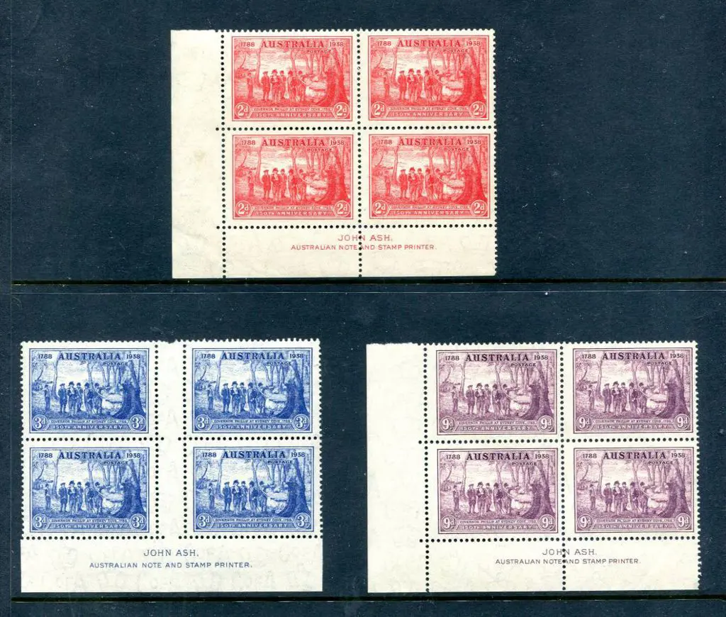 1937 NSW Sesqui set of 3 in John Ash imprint ... Image 1++