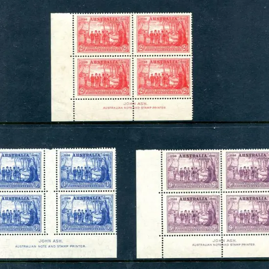 1937 NSW Sesqui set of 3 in John Ash imprint ...