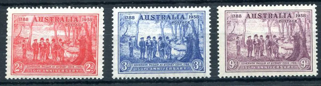 1937 NSW Sesqui set of 3 MUH, the 2d showing "man ... Image 1++