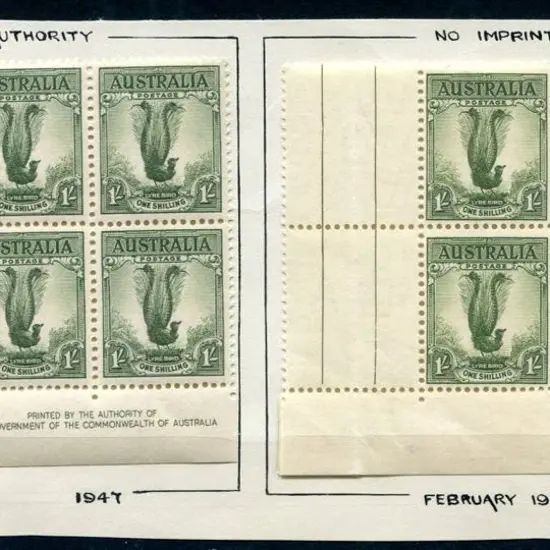1937/59 1/- Lyrebird block of 15 with Post Office ...