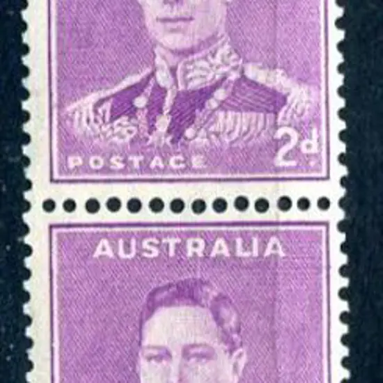 1941 2d mauve KGVI strip of with inverted wmk. ...