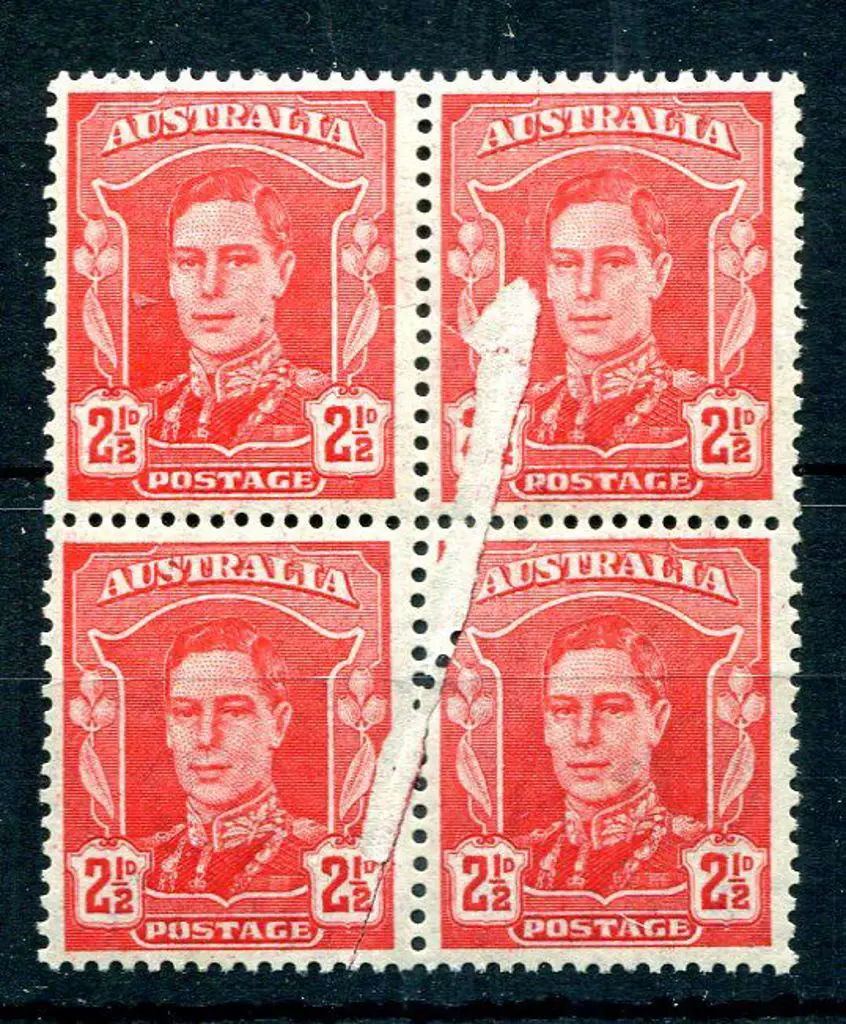1942/50 2½d scarlet KGVI block of 4 with a ... Image 1++