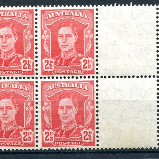1942/50 2½d scarlet KGVI right selvedge block of 6 ...