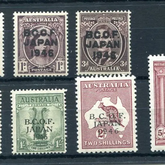 1946 BCOF set of 7 to 5/- Robes on thick paper. ...
