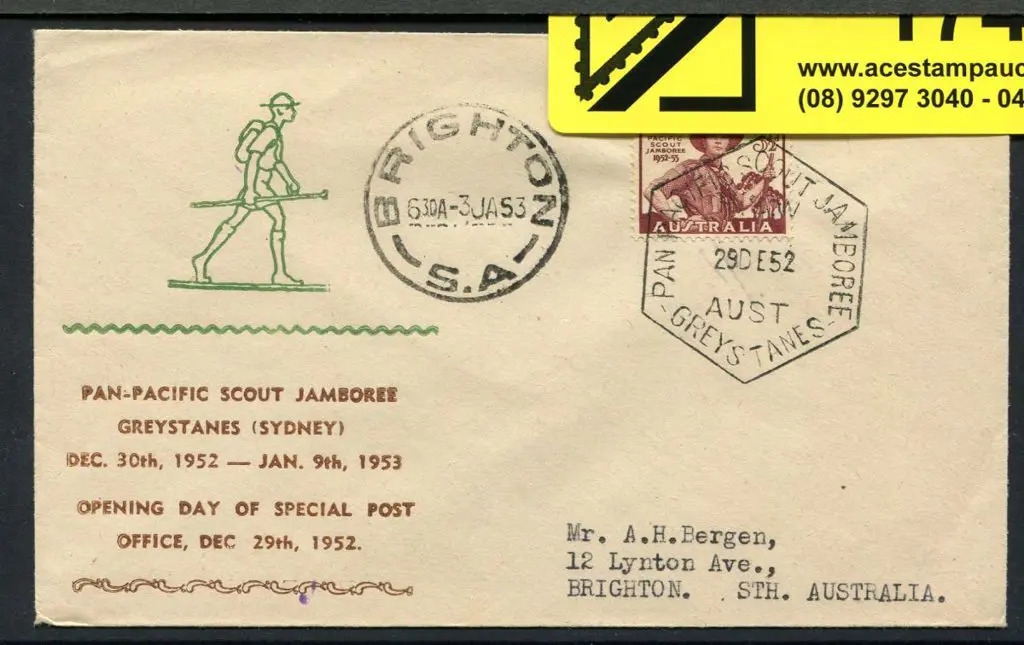 1952 (29th Dec) 3½d Scout Jamboree on Arthur ... Image 1++