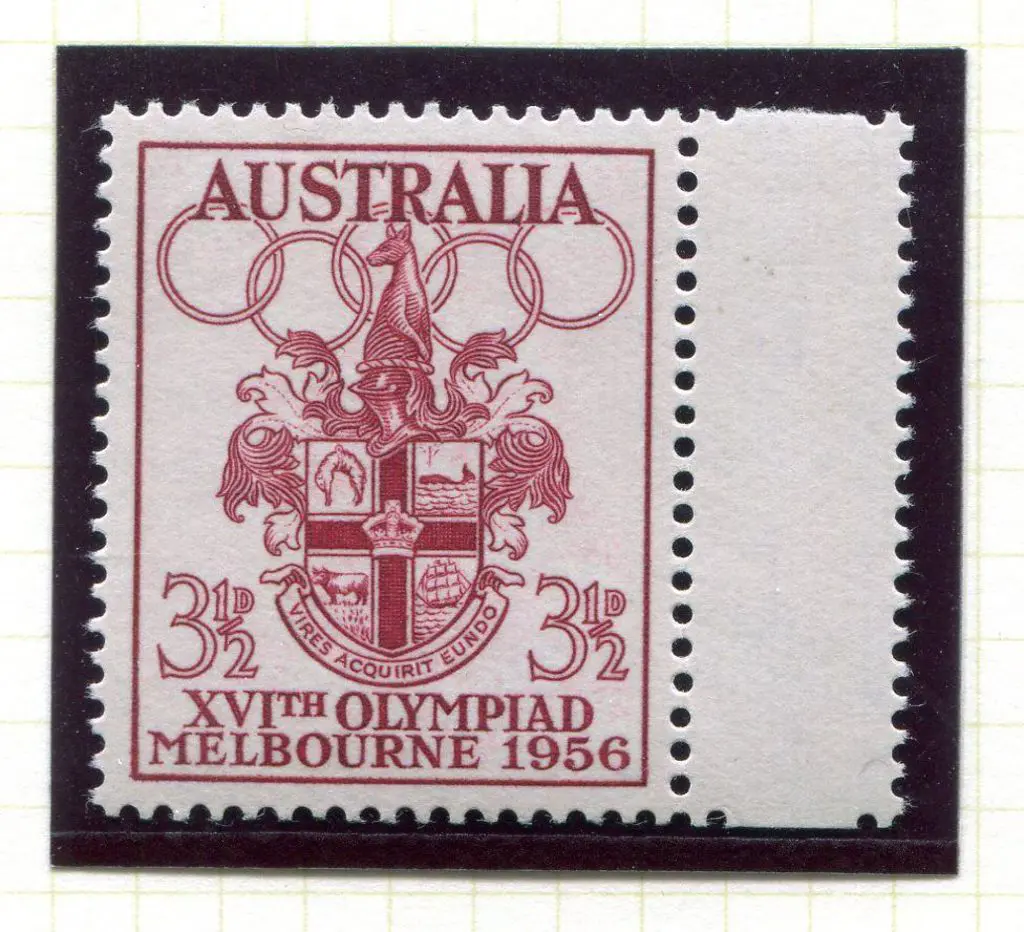 1956 3½d carmine-lake Olympics prepared for use ... Image 1++