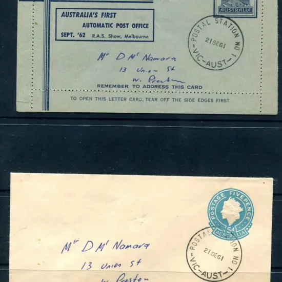1962(21st Sept) 5d QEII Lettercard & 5d Envelope ...