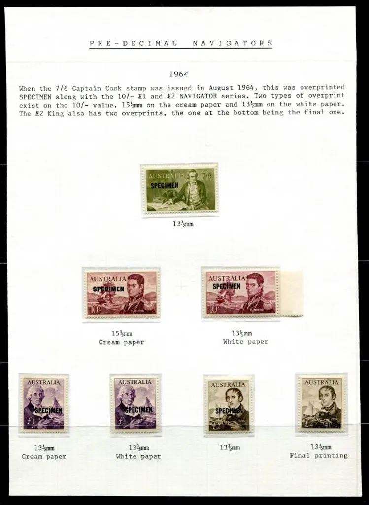 1963/64 Navigators set of 4 ovptd "SPECIMEN" plus ... Image 1++
