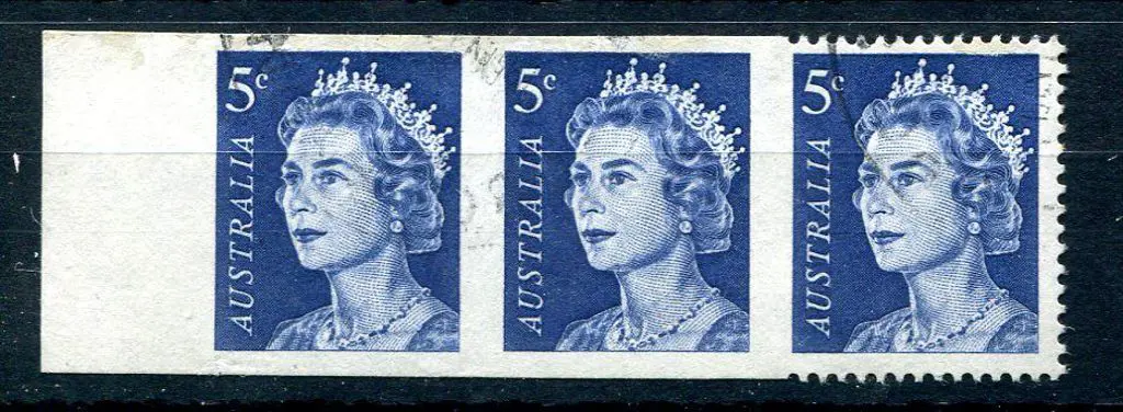 1966 5c deep blue QEII in imperforate horiz strip ... Image 1++