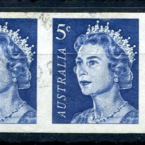 1966 5c deep blue QEII in imperforate horiz strip ...