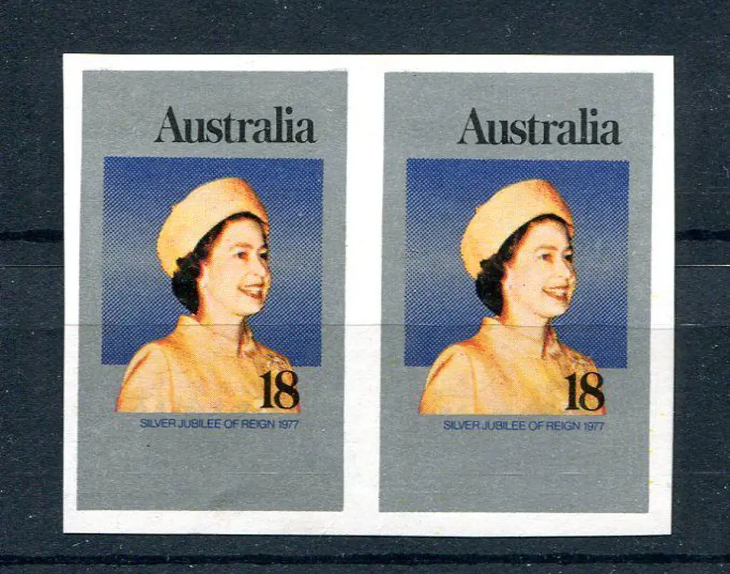 1977 18¢ Silver Jubilee imperforate pair. ACSC ... Image 1++