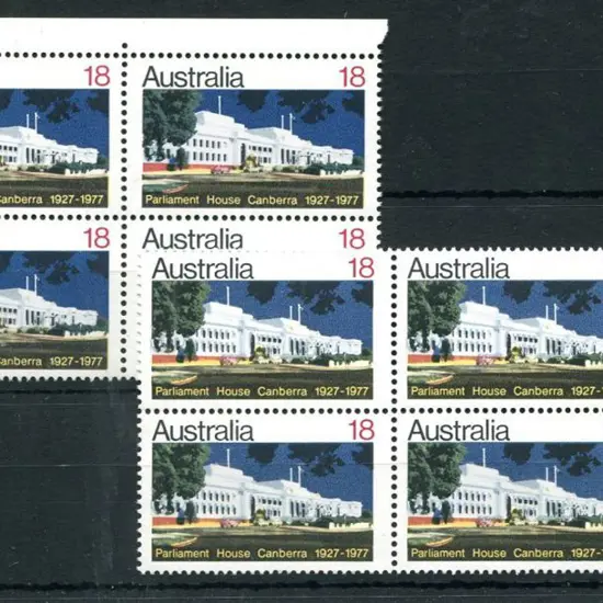 1977 18c Parl House right colour bar selvedge ...