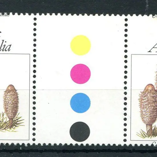 1981 35¢ Fungi gutter pair with misperforation ...