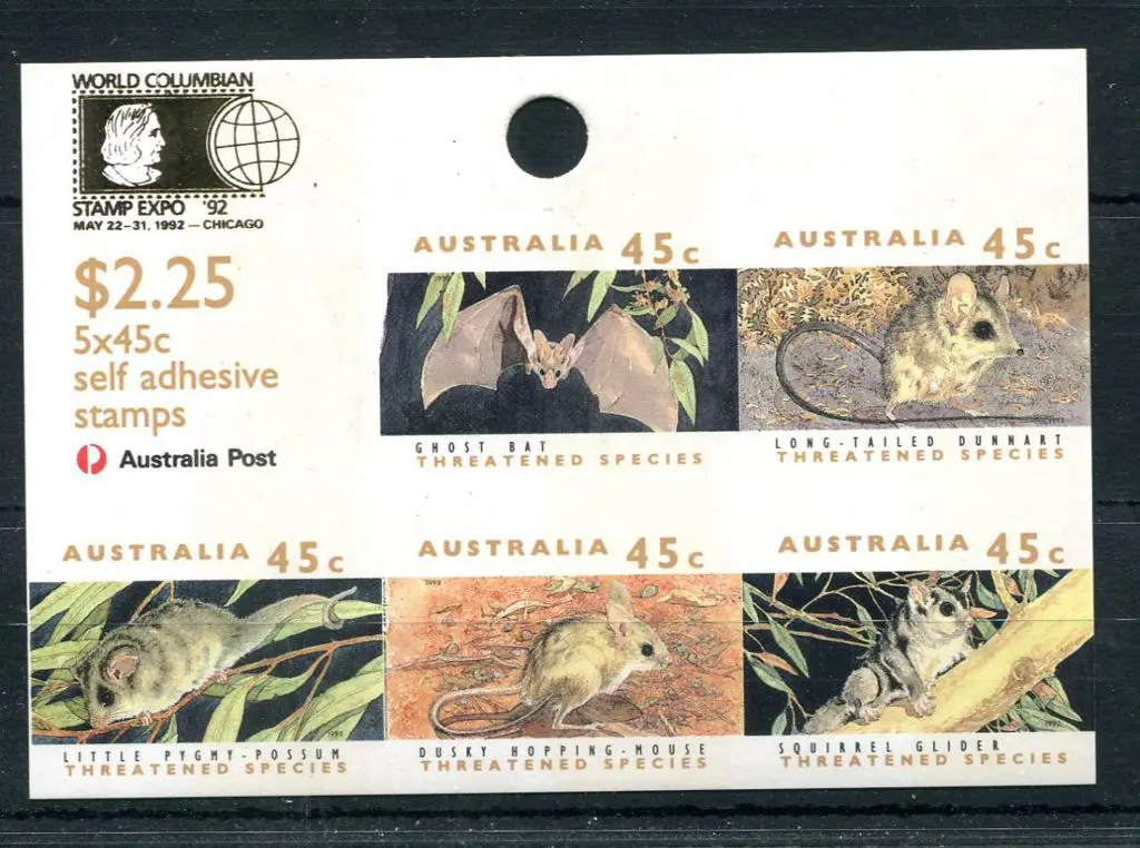 1992 $2.25 Threatened Species S/A hanging sheetlet ... Image 1++