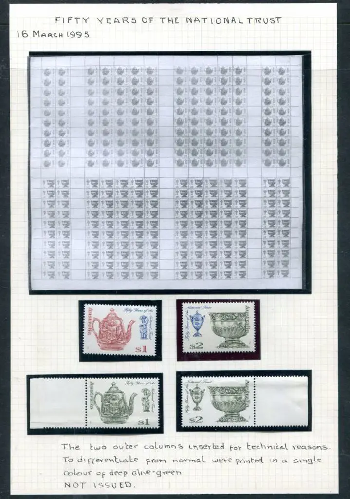 1995 $1 & $2 National Trust perforated plate ... Image 1++