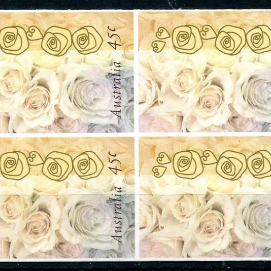 1998 45c Champagne Roses S/A block of 4 from the ...