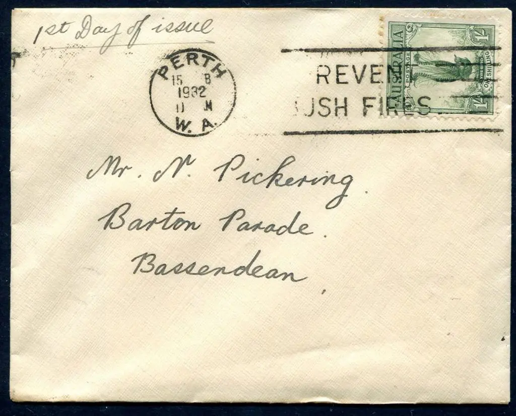 1932 (15th Feb) 1/- Lyrebird (large) on plain ... Image 1++