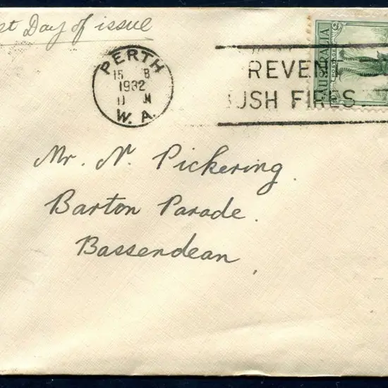 1932 (15th Feb) 1/- Lyrebird (large) on plain ...
