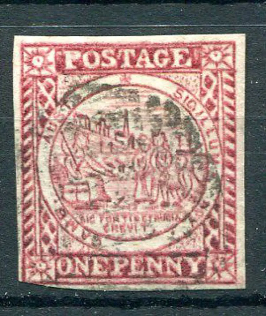1850 1d brownish red on hard greyish paper with 3 ... Image 1++