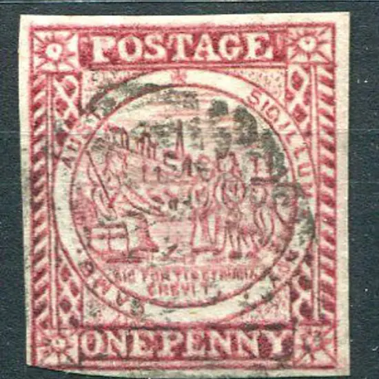 1850 1d brownish red on hard greyish paper with 3 ...