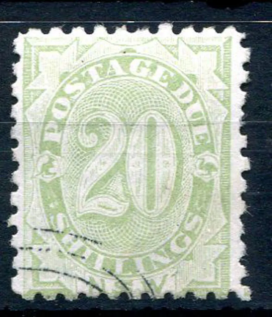 1891/97 20/- Postage Due, perf 10. Pulled perf at ... Image 1++