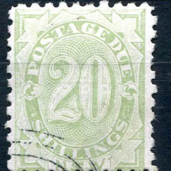 1891/97 20/- Postage Due, perf 10. Pulled perf at ...