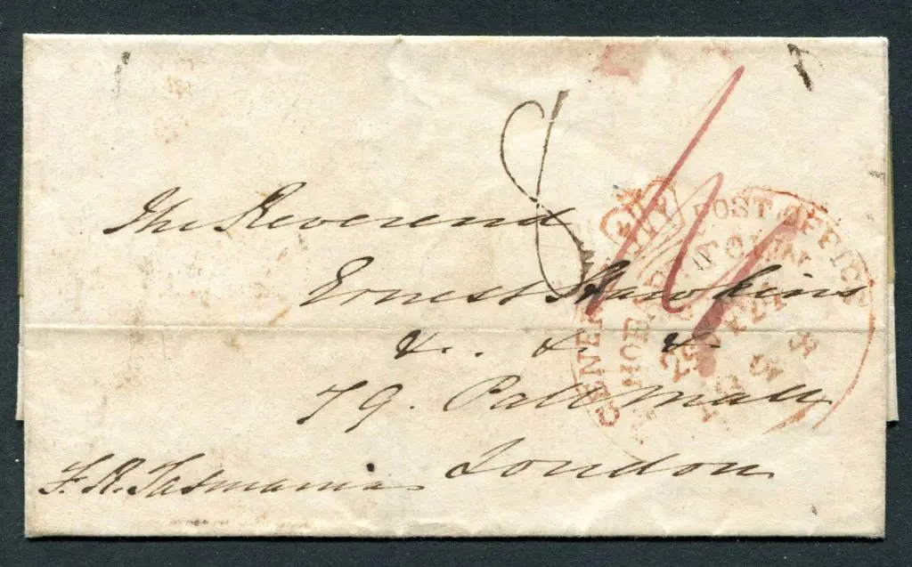1845 Hobart-London pre-stamp entire with a good ... Image 1++