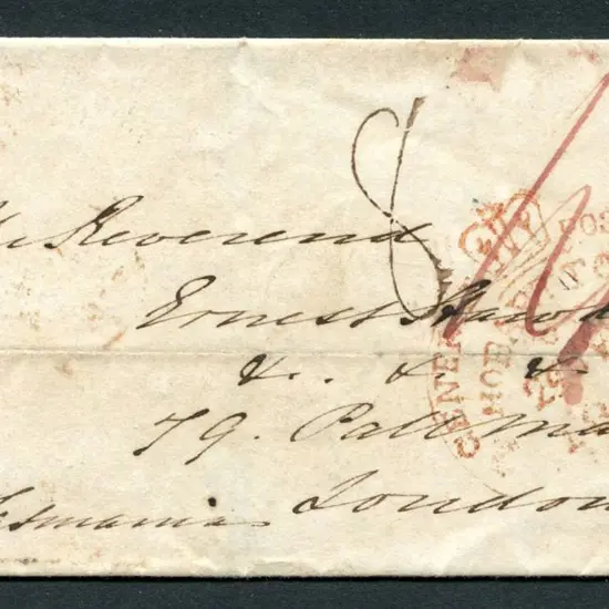 1845 Hobart-London pre-stamp entire with a good ...