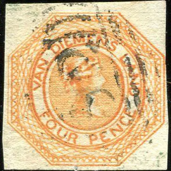 1853 4d bright red-orange, plate 1, with 4 even ...