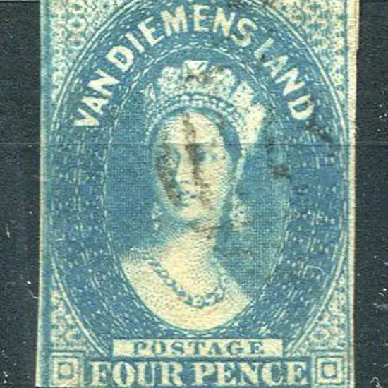 1855 4d blue imperf with close but clear margins. ...