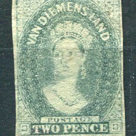 1860 2d slate-green imperf with full but close ...