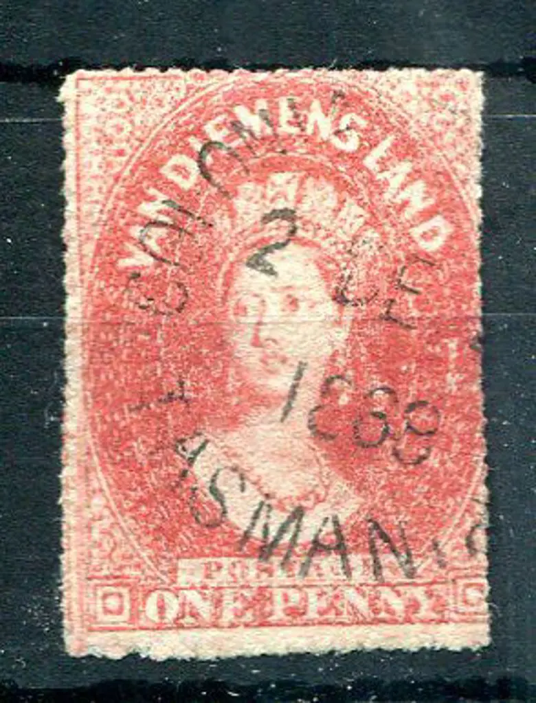 1865 1d carmine serrated perf 19. Very fine used ... Image 1++