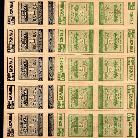 1940's "Tasmania Motor Spirit Ration Tickets ...