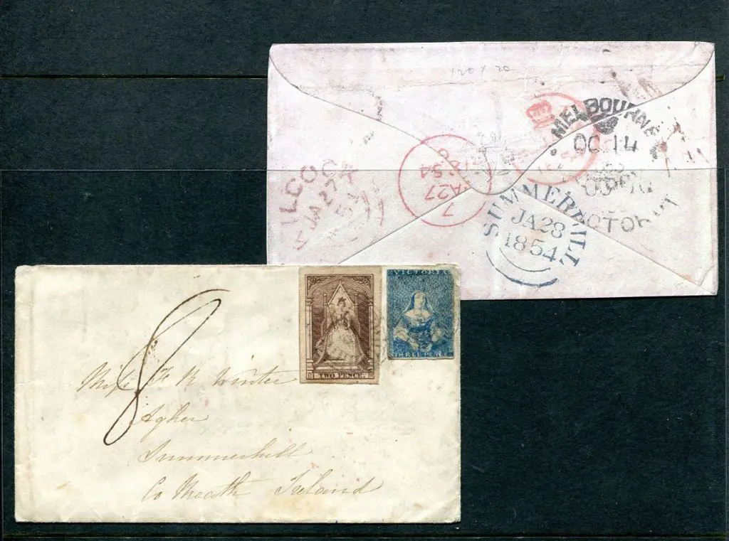 1853 (14th Oct) Cover to Ireland bearing 2d Queen ... Image 1++
