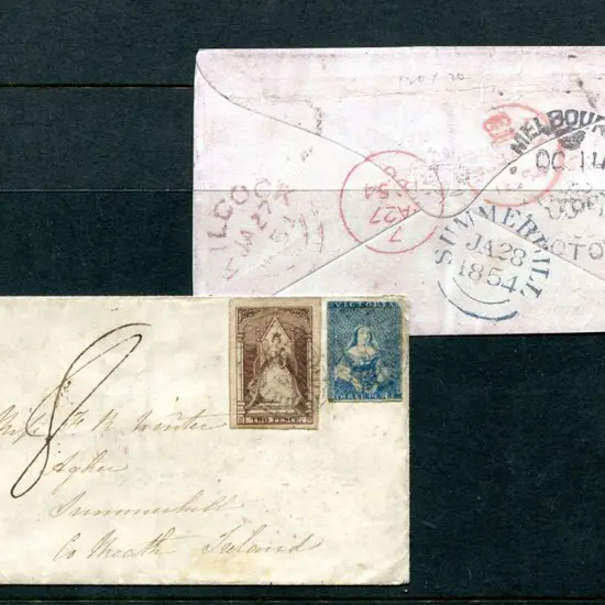 1853 (14th Oct) Cover to Ireland bearing 2d Queen ...