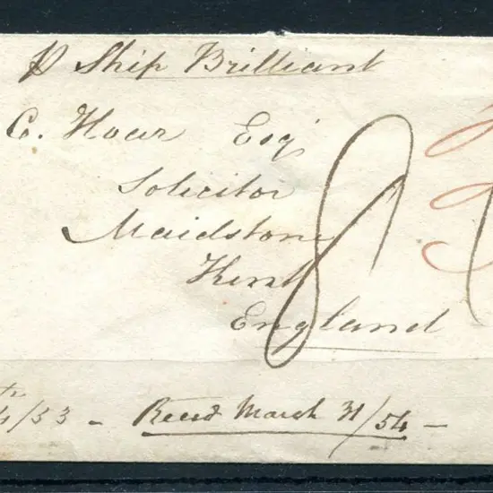 1853 (24th Dec) stampless cover to England with "P ...