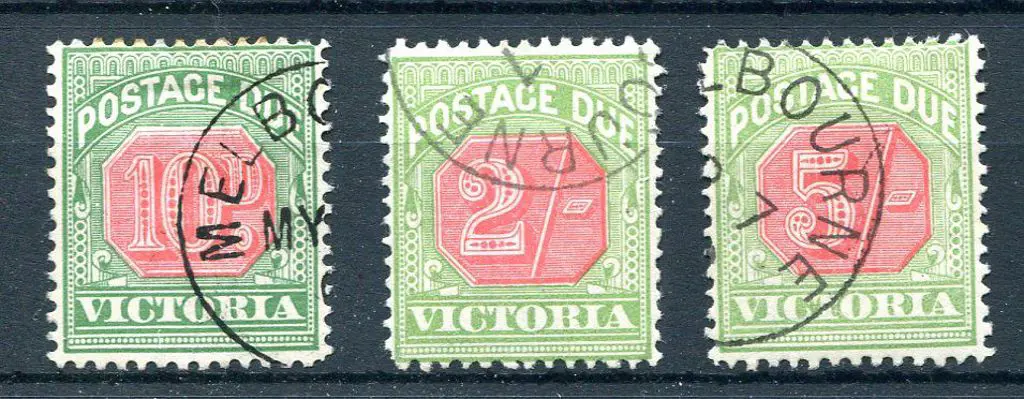 1895/96 10d, 2/- & 5/- bicolour Postage Dues with ... Image 1++